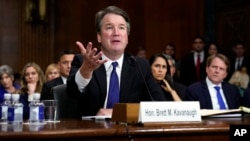 Supreme Court nominee Brett Kavanaugh testifies before the Senate Judiciary Committee on Capitol Hill in Washington, Sept. 27, 2018.