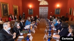Imagen de la reunión de la vicepresidente y canciller, Marta Lucía Ramírez, con la Comisión Interamericana de Derechos Humanos (CIDH), en el Palacio de San Carlos, el lunes 7 de junio. [Foto: Cortesía Vicepresidencia Colombia]