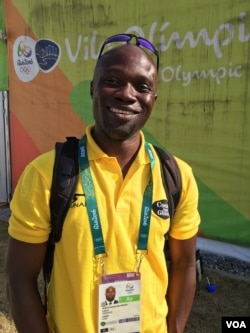 Assistant coach Andrew Owusu, 44, who is from Ghana, credits legendary head coach Dean Hayes for the diverse body of student athletes at Middle Tennessee State University. (P. Brewer/VOA)