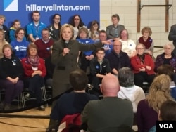 Hillary Clinton supporters at Berg Middle School in Newton, IA. (Kane Farabaugh/VOA)