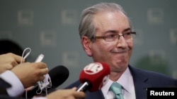 FILE - Brazil's Supreme Court voted to accept corruption charges against lower house speaker Eduardo Cunha, shown here in Brasilia, Brazil, Dec. 7, 2015. 