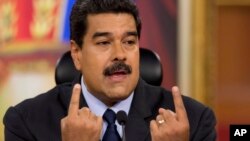 El presidente de Venezuela durante una rueda de prensa en el palacio presidencial en Caracas. Enero 18 de 2017.