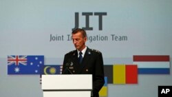 Wilbert Paulissen of the Joint Investigation Team (JIT) speaks on the preliminary results of the investigation into the shooting-down of Malaysia Airlines jetliner flight MH17 during a press conference in Nieuwegein, Netherlands, Sept. 28, 2016. The disaster claimed 298 lives.