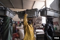 Overfishing in West African waters has depleted stocks of high-quality fish, such as a local grouper known as thiof in Senegal. Thiof is revered in the cuisine and culture. Joal, Senegal, May 29, 2017. (R. Shryock/VOA)
