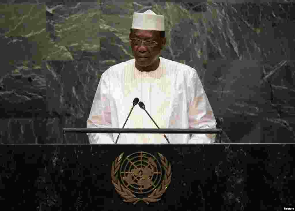 Le président Idriss Deby Itno donne un discours devant l'assemblée des Nations unies à Manhattan, New York, le 20 septembre 2016.