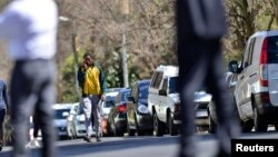 Mbuso Mandela, the grandson of Nelson Mandela, leaves the former South African president's Johannesburg home, Sept. 2, 2013.