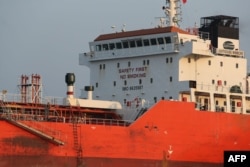 The Lighthouse Winmore, chartered by Taiwanese company Billions Bunker Group Corp., is seen at sea off South Korea's Yeosu port, Dec. 29, 2017. South Korea briefly seized and inspected a Hong Kong-registered ship in November for transferring oil products to a North Korean vessel and breaching U.N. sanctions, a foreign ministry official said.