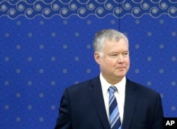 FILE - U.S. special representative for North Korea Stephen Biegun arrives at the Foreign Ministry in Seoul, South Korea, Oct. 29, 2018.