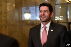 House Speaker Paul Ryan of Wisconsin returns to Capitol Hill following a meeting with President Donald Trump at the White House, Nov. 27, 2018.