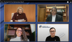 Uno de los paneles de discusión sobre desigualdad de género en la Cumbre Virtual por la Democracia, desarrollados en EE. UU. el 8 de diciembre de 2021.