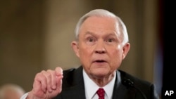 Attorney General-designate, Sen. Jeff Sessions, R-Ala. testifies on Capitol Hill in Washington. 
