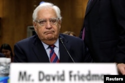 FILE - David Friedman testifies before a Senate Foreign Relations Committee hearing on his nomination to be U.S. ambassador to Israel, on Capitol Hill in Washington, Feb, 16, 2017.