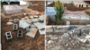 Collage of photos shared on social media, appearing to show the Dec. 17, 2020, aftermath of Iranian authorities' destruction of walls at the gravesite of wrester-turned-opposition activist Navid Afkari. (VOA Persian) 