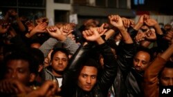 FILE - Asylum-seekers protest against deportation in Tel Aviv, Israel, Feb. 24, 2018. Israel considers the vast majority of the nearly 40,000 migrants to be job seekers and says it has no legal obligation to keep them. 