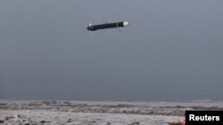 View of what appears to be a strategic cruise missile drill carried out by North Korea on January 30, 2024, at an undisclosed location in North Korea in this picture released by the Korean Central News Agency on Jan. 31, 2024.
