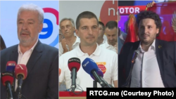 S leva: Zdravko Krivokapić (Za budućnost Crne Gore), Aleksa Bečić (Mir je naša nacija) i Dritan Abazović (Crno na bijelo) (Foto: RTCG.me)