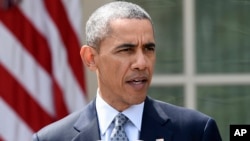 President Barack Obama speaks about the breakthrough in the Iranian nuclear talks in the Rose Garden of the White House in Washington, April 2, 2015.