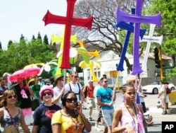 Many opponents of homosexuality say being gay is anti-Christian … But many gays, including these protesting in South Africa, say they’re Christians as well