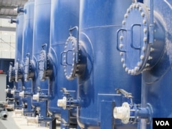 Part of the water treatment system at the dioxin remediation site at U.S. airbase in Da Nang, April 19, 2014. (Marianne Brown/VOA)