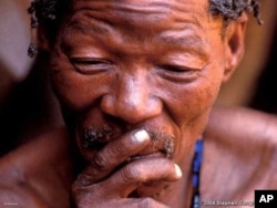 A Bushman inside his traditional territory in Botswana’s Central Kalahari Game Reserve [CKGR]