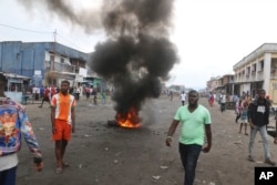 Congolese protest against President Joseph Kabila’s refusal to step down from power in Kinshasa, Democratic Republic of Congo, Dec. 31, 2017.