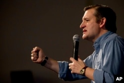Republican presidential candidate Sen. Ted Cruz of Texas speaks during a campaign event in Ames, Iowa, Jan. 30, 2016.