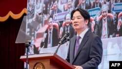 This handout picture taken and released by the Taiwan Presidential Office on June 19, 2024 shows Taiwan's President Lai Ching-te speaking during a press conference at the Presidential Office in Taipei.