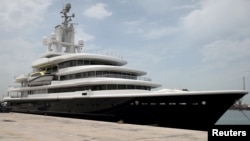 FILE PHOTO: Superyacht Luna is docked at Port Rashid in Dubai, United Arab Emirates March 28, 2019. 