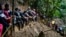 Fotografía de archivo donde se observa a un grupo de migrantes en su recorrido por el Tapón del Darién, entre Colombia y Panamá, el 15 de octubre de 2022.