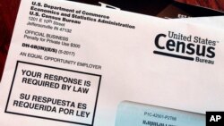 FILE - This March 23, 2018, file photo shows an envelope containing a 2018 census letter mailed to a U.S. resident as part of the nation's only test run of the 2020 Census.