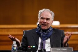 FILE - U.S. Senator Tim Kaine