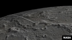 This still image and animation shows the final flight path for NASA's twin Gravity Recovery and Interior Laboratory (GRAIL) mission spacecraft, which will impact the moon on Dec. 17, 2012. 