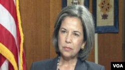Wakil Menlu AS Maria Otero saat diwawancarai oleh VOA siaran bahasa Tibet, Jumat (22/6).