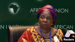 South African Home Affairs Minister Nkosazana Dlamini-Zuma addresses the media during the leaders meeting at the African Union (AU) in Addis Ababa July 15, 2012. 