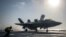 A U.S. Navy handout photo of an F-35B Lightning II aircraft launched aboard the amphibious assault ship USS Essex as part of the F-35B's first combat strike, against a Taliban target in Afghanistan, July 23, 2021.