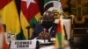 La présidente du Ghana, Nana Akufo-Addo, est vue à la réunion de la Communauté économique des États de l'Afrique de l'Ouest (Cédéao) à Accra, au Ghana, le 15 septembre 2020.