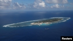 FILE - An aerial view shows Itu Aba, which the Taiwanese call Taiping Island, in the South China Sea, Nov. 29, 2016. 