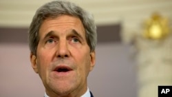 FILE - U.S. Secretary of State John Kerry at the State Department in Washington, Oct. 9, 2014. 