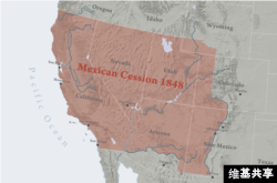 The territories ceded by Mexico to the U.S. in 1848 in the Treaty of Guadalupe Hidalgo.