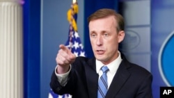 White House national security adviser Jake Sullivan speaks during the daily briefing at the White House in Washington, Aug. 23, 2021. 