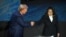 FILE - U.S. Vice President Kamala Harris shakes hands with former U.S. President Donald Trump during a presidential campaign debate in Philadelphia, Pennsylvania, on Sept. 10, 2024. After the debate, Cuban state-run newspaper Granma reported that the two traded "low blows."