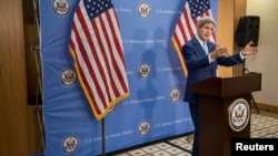U.S. Secretary of State John Kerry speaks during a news conference in Ankara, Sept. 12, 2014.