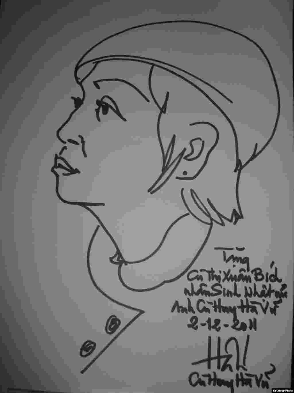 Tranh vẽ người thân vào thăm hôm sinh nhật, ngày 2/12/2011.