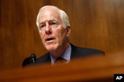 Senate Majority Whip Sen. John Cornyn, R-Texas, Chair of the Senate Judiciary Border Security and Immigration Subcommittee, speaks during a hearing about the border, May 8, 2019, on Capitol Hill.