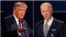 FILE - President Donald Trump, left, and former Vice President Joe Biden are seen during the first presidential debate at Case Western University and Cleveland Clinic, in Cleveland, Ohio, in this combination of Sept. 29, 2020, photos.
