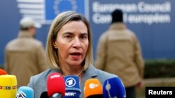 European Union foreign policy chief Federica Mogherini arrives at a EU leaders summit in Brussels, Belgium, Dec. 15, 2016. Mogherini authorized the publication of documents, Dec. 23, 2016, about the international nuclear deal with Iran reached in 2015.