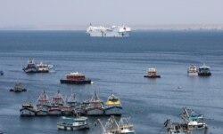 FILE -- U.S. Navy hospital ship USNS Comfort is seen during its mission in the port of Paita, northern Peru, Nov. 5, 2018.