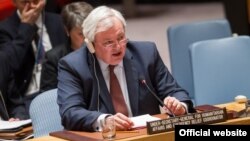 FILE - United Nations Under-Secretary-General for Humanitarian Affairs and Emergency Relief Coordinator Stephen O&#39;Brien briefs Security Council members on the humanitarian situation in Syria, at U.N. Headquarters in New York in an undated photo. Credit: U.N. Photo/Loey Felipe