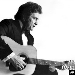 This is a 1977 photo of country western musician Johnny Cash.