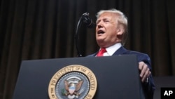 President Donald Trump speaks at the Economic Club of New York at the New York Hilton Midtown in New York, Nov. 12, 2019. 